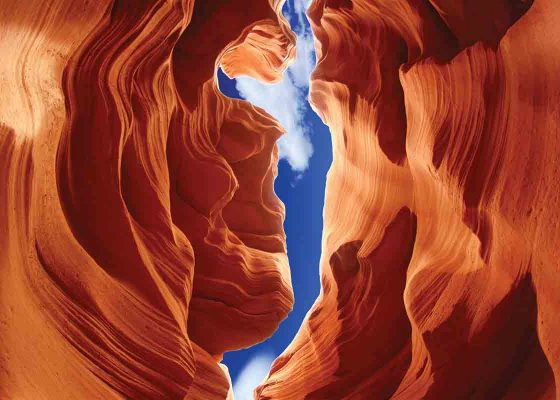 Image of sky between two cliffs