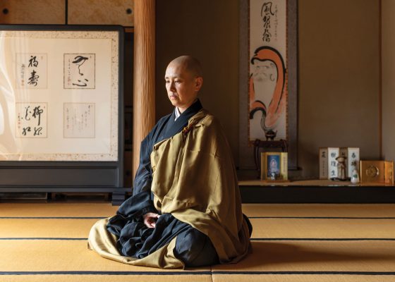 a formerly catholic nun who became a zen nun sits in meditation