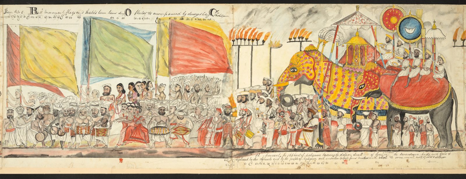 Painting of the Annual Procession of Buddha's Tooth Relic, Asala Perahera, at Kandy, Sri Lanka