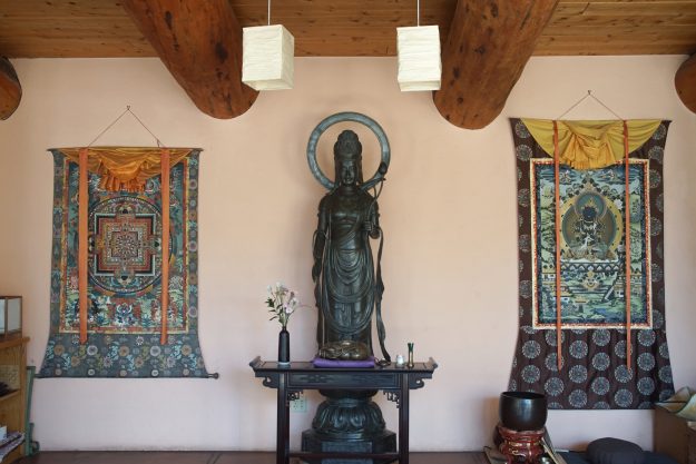 An altar featuring Kannon-Do at Crestone Mountain Zen Center in Colorado, US.