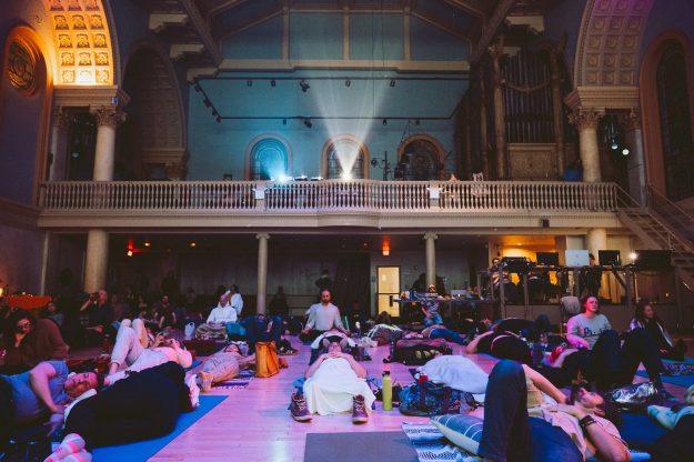 Scene from Psychedelic Sangha's Severing Ego event at Judson Memorial Church