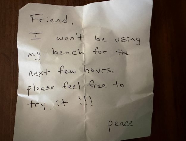 a handwritten note
